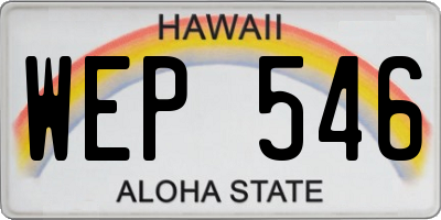 HI license plate WEP546