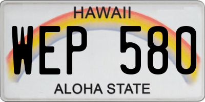 HI license plate WEP580
