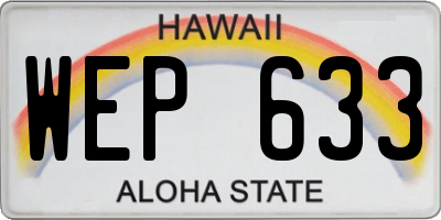 HI license plate WEP633