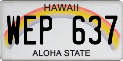 HI license plate WEP637