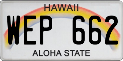 HI license plate WEP662
