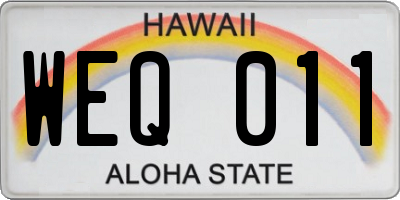 HI license plate WEQ011