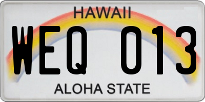 HI license plate WEQ013