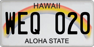 HI license plate WEQ020