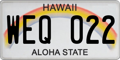 HI license plate WEQ022