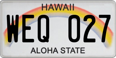 HI license plate WEQ027