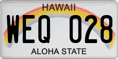 HI license plate WEQ028