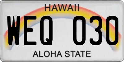 HI license plate WEQ030