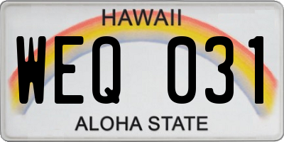 HI license plate WEQ031