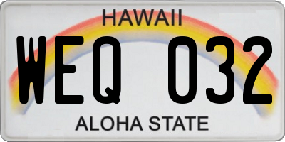 HI license plate WEQ032