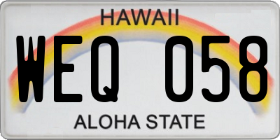 HI license plate WEQ058