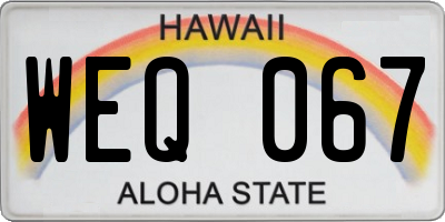 HI license plate WEQ067