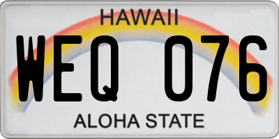 HI license plate WEQ076