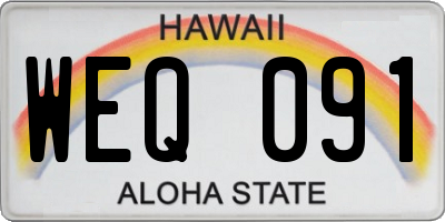 HI license plate WEQ091