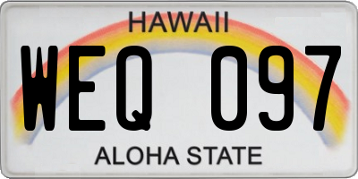 HI license plate WEQ097