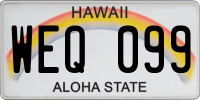 HI license plate WEQ099