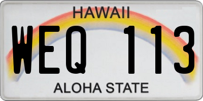 HI license plate WEQ113
