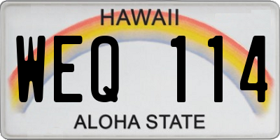 HI license plate WEQ114