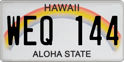 HI license plate WEQ144