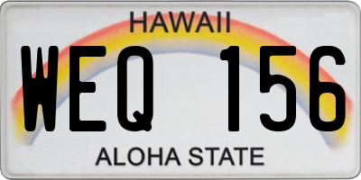 HI license plate WEQ156