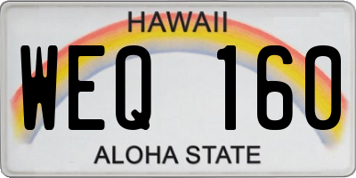 HI license plate WEQ160