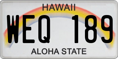 HI license plate WEQ189