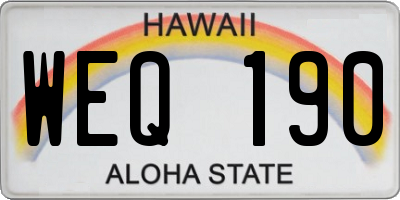 HI license plate WEQ190