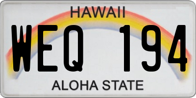 HI license plate WEQ194