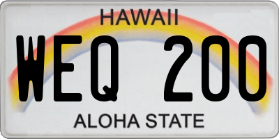 HI license plate WEQ200