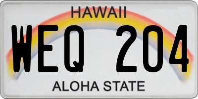 HI license plate WEQ204
