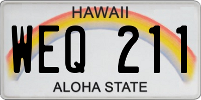 HI license plate WEQ211