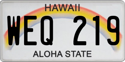 HI license plate WEQ219