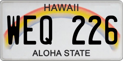 HI license plate WEQ226