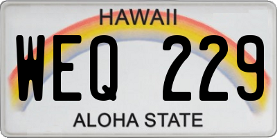 HI license plate WEQ229