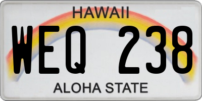 HI license plate WEQ238