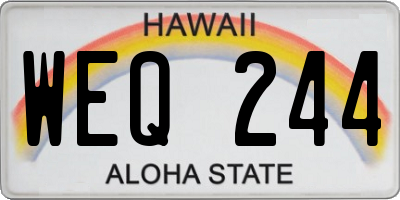 HI license plate WEQ244