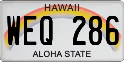 HI license plate WEQ286