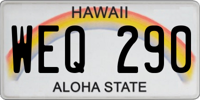 HI license plate WEQ290