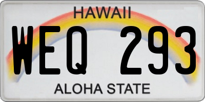 HI license plate WEQ293