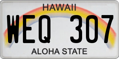 HI license plate WEQ307