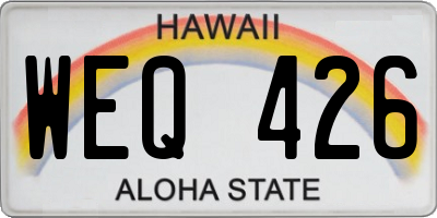 HI license plate WEQ426