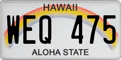 HI license plate WEQ475