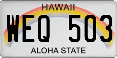HI license plate WEQ503
