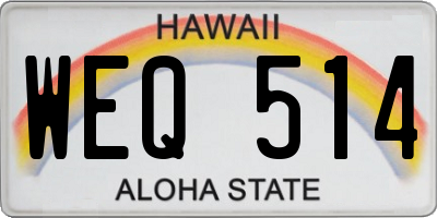 HI license plate WEQ514