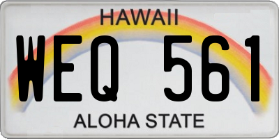 HI license plate WEQ561