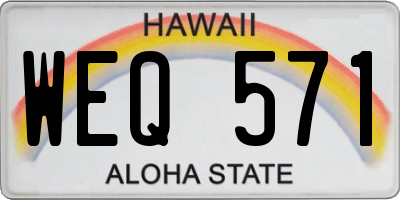 HI license plate WEQ571