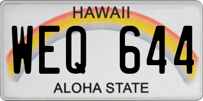 HI license plate WEQ644