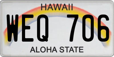 HI license plate WEQ706