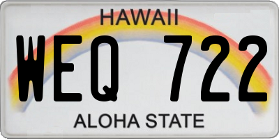 HI license plate WEQ722