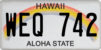 HI license plate WEQ742